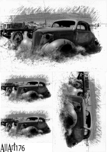 Papier decoupage 210x297mm A4 - AllArt 176 - auta 5669
