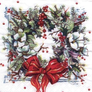 Serwetka do decoupage-stroik z kokardą