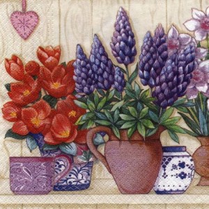 Serwetka do decoupage-kwiaty w donniczkach 6330