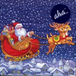 Serwetka do decoupage -sanie z reniferem 5384