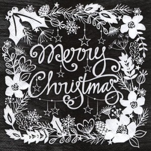 Serwetka do decoupage-Merry Christmas czarne tło