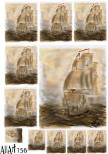 Papier decoupage 210x297mm A4 - AllArt 156 - żaglowiec 5649