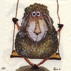 Serwetka do decoupage-osiołek z barankiem 6414