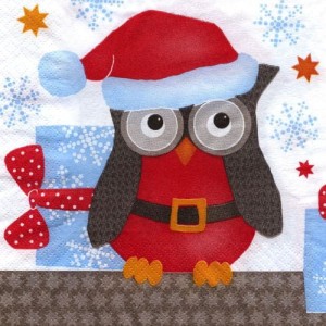Serwetka do decoupage-świąteczna sówka
