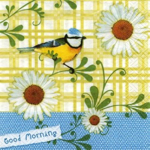 Serwetka do decoupage-sikorka na rumianku