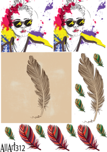 Papier decoupage 210x297mm A4 - AllArt 312 - pióro 5813