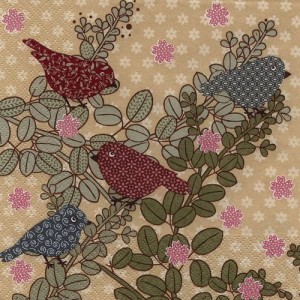 Serwetka do decoupage-ptaszki we wzorki