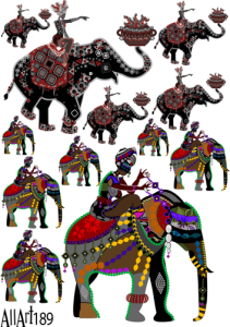 Papier decoupage 210x297mm A4 - AllArt 189 - słonie indie 5682