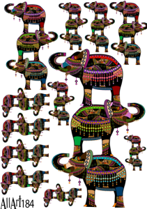 Papier decoupage 210x297mm A4 - AllArt 184 - słonie indie 5677