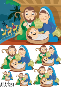 Papier decoupage 210x297mm A4 - AllArt 281 - Święta szopka 5782