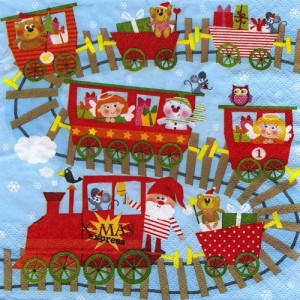 Serwetka do decoupage-świąteczny pociąg