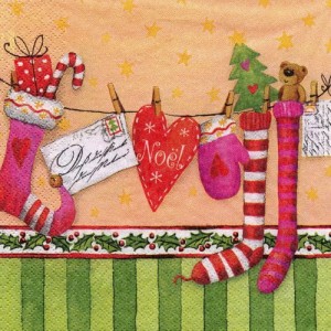 Serwetka do decoupage- skarpety z prezentami