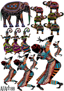 Papier decoupage 210x297mm A4 - AllArt 188 - tancerki i słonie indie 5681