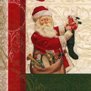 Serwetka do decoupage-mikołaj ze skarpeta prezentów 6395