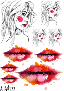 Papier decoupage 210x297mm A4 - AllArt 233 - kobieta, usta 5726