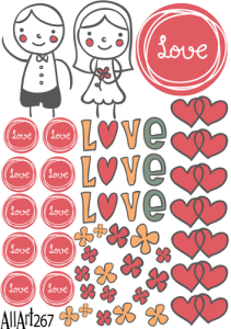 Papier decoupage 210x297mm A4 - AllArt 267 - miłość 5768