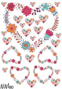 Papier decoupage 210x297mm A4 - AllArt 80 - serce 5481