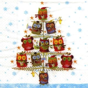 Serwetka do decoupage-sowy na choince