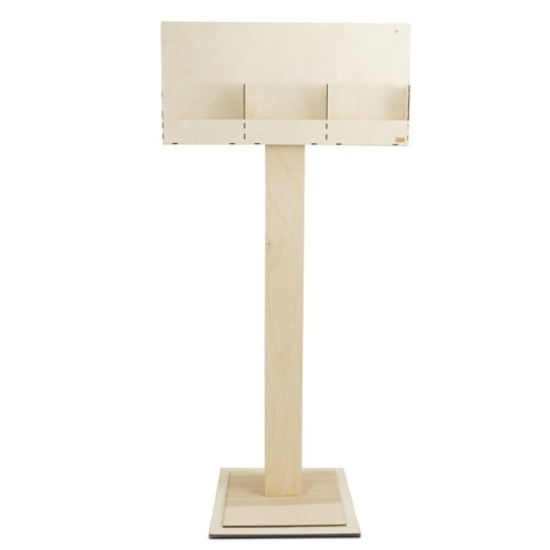 Deku - Stojak na ulotki A4 z drewna i akrylu modułowy na nodze (3) 100x48 cm.jpg