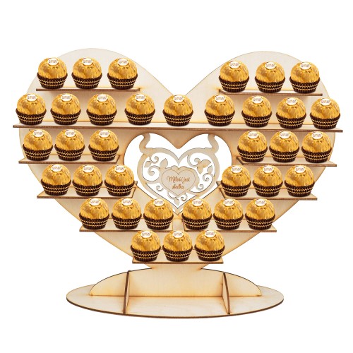 Deku - Stojak na Praliny Ferrero Rocher Prezent na Ślub Serce 40x33 cm.jpg