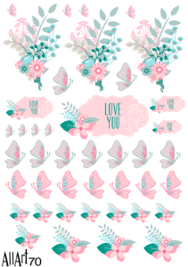 Papier decoupage 210x297mm A4 - AllArt 70 - kwiaty i motyle 5470