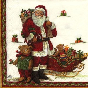 Serwetka do decoupage-mikołaj z misiami 6259
