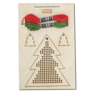 Deku - Zestaw kreatywny do haftowania na drewnie 10 x 10 cm – choinka 575004