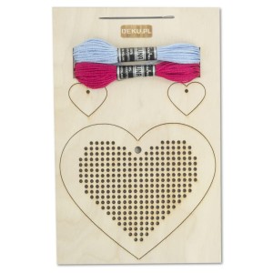 Deku - Zestaw kreatywny do haftowania na drewnie 10 x 10 cm – serce  575028