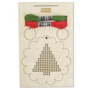 Deku - Zestaw kreatywny do haftowania na drewnie 10 x 10 cm –bombka - choinka  575059
