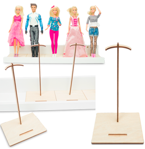 Deku - Stojaki na lalkę Barbie 20 cm 5 szt.  z białą półką - kwadratowa podstawa