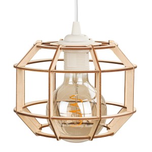 Deku - Kalisto Lampa wisząca dekoracyjna drewniana Biała oprawka L576322