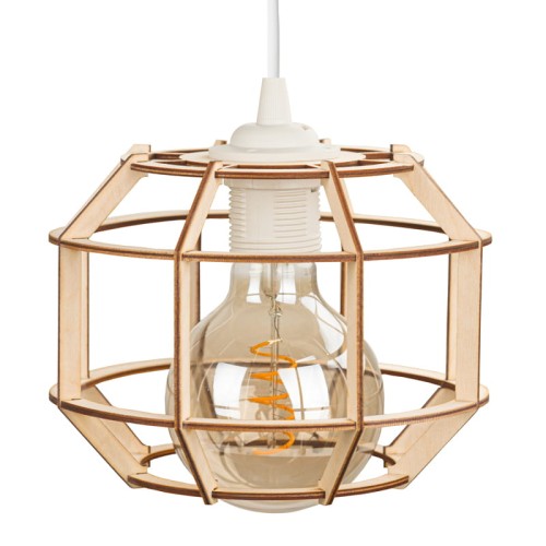 Deku - Kalisto Lampa wisząca dekoracyjna drewniana Biała oprawka L576322 2.jpg