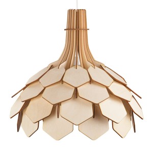 Deku - Esmeralda Lampa wisząca dekoracyjna drewniana Biała oprawka