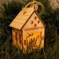 Deku - Latarenka Świąteczna drewniana Lampion na świeczkę LED 7x10x6 cm