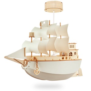 Deku – Statek Piracki Żaglowiec Lampa wisząca dekoracyjna drewniana Biała oprawka L709616