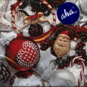 Serwetka do decoupage - bombki, mikołaj 5355