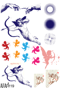 Papier decoupage 210x297mm A4 - AllArt 119 - amor 5569