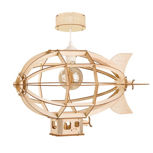 Deku – Sterowiec Lampa wisząca dekoracyjna drewniana Biała oprawka L571419.jpg