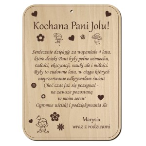 Tabliczka okazjonalna z grawerunkiem - Podziękowanie 212x293 mm 000093