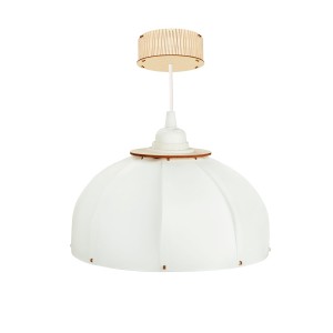 Deku - Ula Lampa wisząca dekoracyjna drewniana Biała oprawka 
