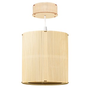Deku - Gaja Lampa wisząca dekoracyjna drewniana Biała oprawka L576124