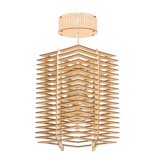 Deku - Erazma Lampa wisząca dekoracyjna drewniana Biała oprawka L576247