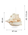 Deku – Statek Piracki Kinkiet Żaglowiec Lampa ścienna dekoracyjna drewniana Biała oprawka K701986  3.jpg