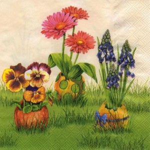 Serwetka do decoupage -kwiaty w pisankach 5966