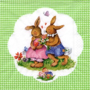 Serwetka do decoupage-zakochane króliczki 6068