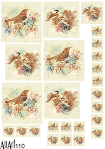 Papier decoupage 210x297mm A4 - AllArt 110 - ptak 5560