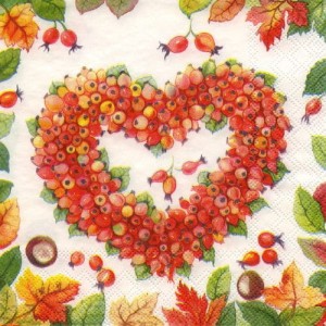 Serwetka do decoupage-serce z dzikiej róży 13307345