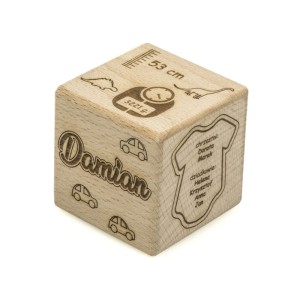 Deku - Kostka drewniana z metryczką 5x5x5 cm- 000096