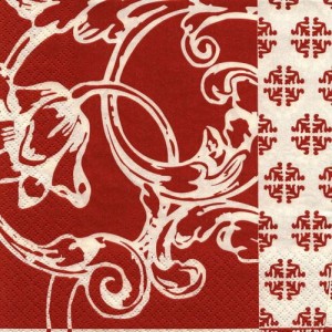 Serwetka do decoupage-ornamenty biało-pomarańczowe