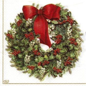 Serwetka do decoupage- stroik Bożonarodzeniowy na drzwi 6268